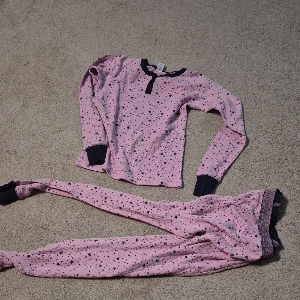 George Kids Pajama Set - Pink with Black Stars